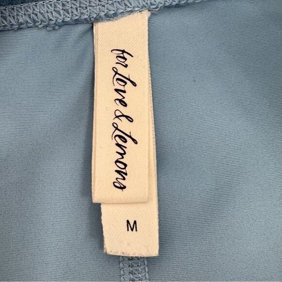 For Love & Lemons Ella Ribbed Crop Leggings Blue Medium - Picture 8 of 13